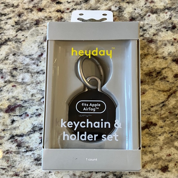 heyday Other - Heyday AirTag Keychain and Holder Set with Carabiner Clip Black Silver New